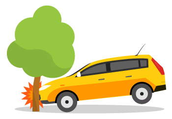 car crashing into tree